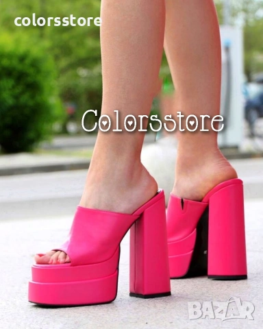 Чехли на ток - циклама кожа - DTC1