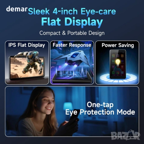 96GB MP3 и MP4 плейър, Android 14, 4-инчов IPS екран, Bluetooth и WiFi, снимка 2 - MP3 и MP4 плеъри - 53777278