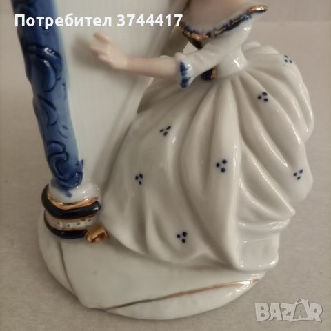 РЯДКА НАХОДКА АНТИЧНА ПОРЦЕЛАНОВА СТАТУЕТКА Vintage Dresden Lace Doll МОМИЧЕТО КОЕТО СВИРИ НА АРФА , снимка 10 - Статуетки - 46189131