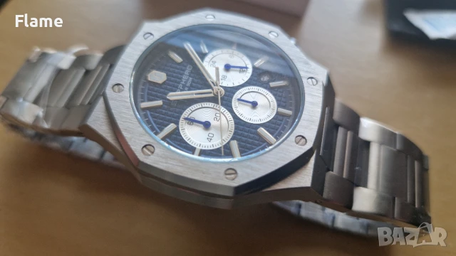 Чисто Нов Sapphero Royal Oak мъжки водоустойчив изчистен и стилен хронограф часовник, снимка 4 - Мъжки - 51239178