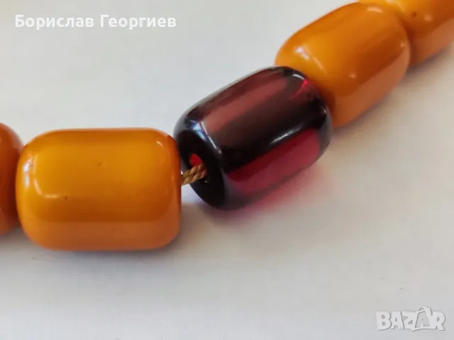 Стара броеница бакелит кехлибар, снимка 5 - Антикварни и старинни предмети - 50281879