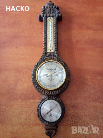 Метеорологична Станция от Махагон ТЕРМОМЕТЪР,БАРОМЕТЪР и ХИДРОМЕТЪР Внос от Нидерландия