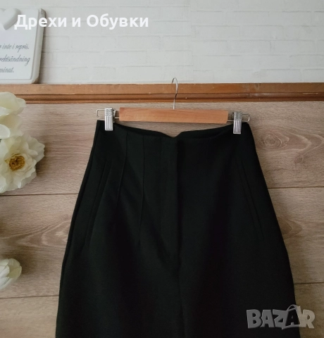 Черен панталон висока талия ZARA , снимка 3 - Панталони - 49908536