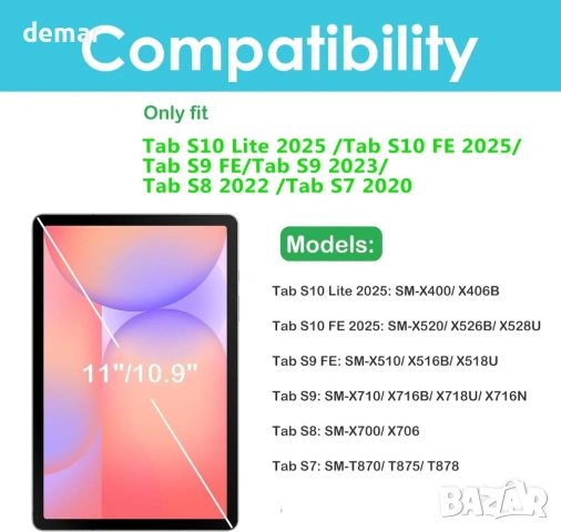 ProCase здрав калъф за Galaxy Tab S10 Lite 2025/S10 FE/S9 FE/S9/S8/S7 11", син, снимка 2 - Таблети - 53606948