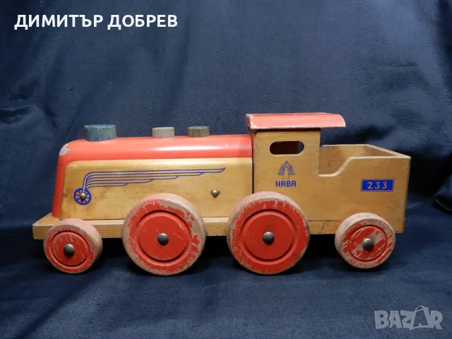 СТАРА РЕТРО ДЪРВЕНА ИГРАЧКА ЛОКОМОТИВ HABA GERMANY, снимка 2 - Антикварни и старинни предмети - 50266307