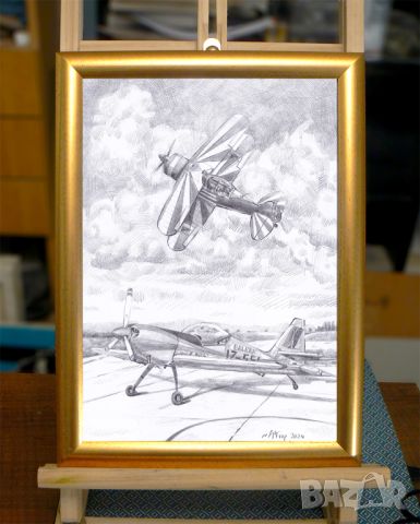 Рисунка с акробатични самолети Злин 50 и Питс Спешъл ., снимка 1 - Картини - 45798167