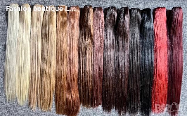 Нов екстеншън коса на треса с дължина 60 см. ширина 25 см. и тегло 100 гр.Може да се къдри и изправя
