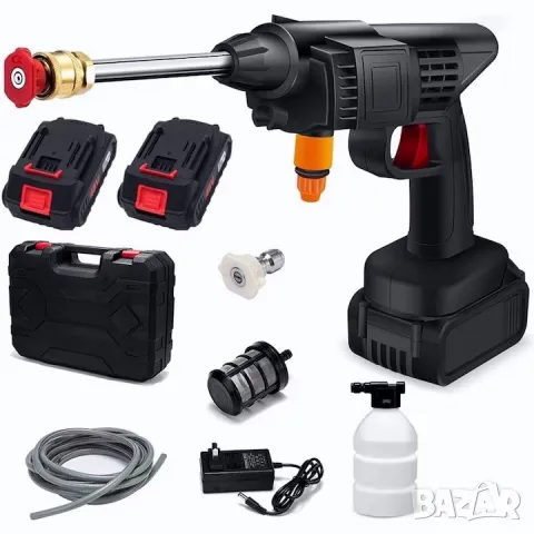 Топ цена! Нова акумулаторна водоструйка  С ДВЕ БАТЕРИИ, 300W, 40 Bar, КУФАР, МАРКУЧ, ПЪЛЕН КОМПЛЕКТ