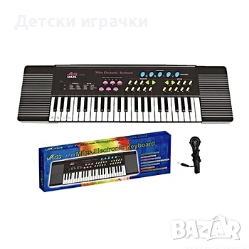Детска йоника Синтезатор 44 клавиша 75см с микрофон, на ток и батерии , снимка 2 - Музикални играчки - 52643270
