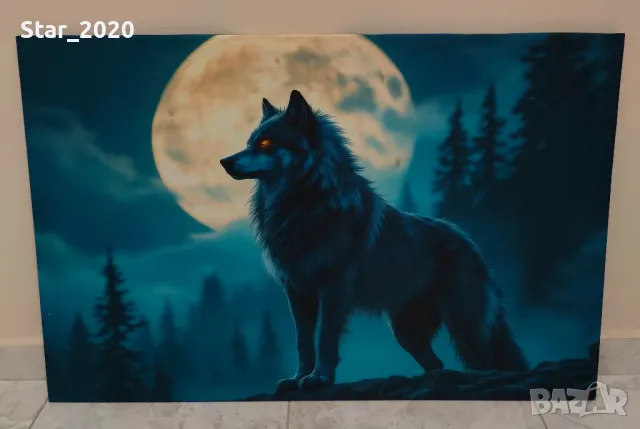 Светеща картина с LED осветление - Вълк