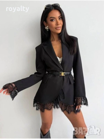 Дамско черно елегантно сако с дантела
