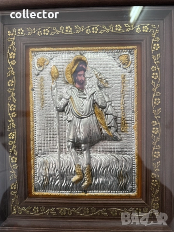 Ръчно изработена икона - Свети Христофор. №7759, снимка 3 - Антикварни и старинни предмети - 52826776