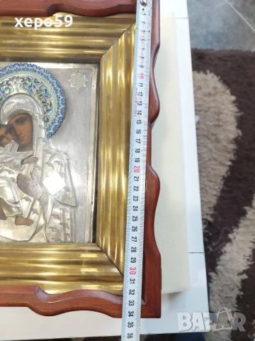 Руска домашна сребърна икона с емайл сребро /84/сребро,златна/, 4 450 €, снимка 3 - Икони - 52217877