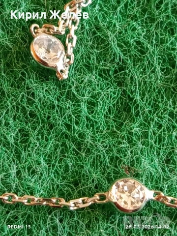 Сребърен синджир с кръгли циркониеви кристали майстоска изработка 26339, снимка 5 - Колиета, медальони, синджири - 54006150