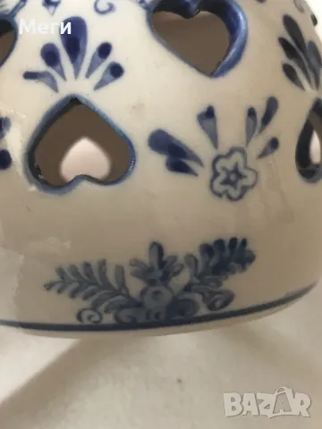 Свещник за чаена лампа Delft Blue, ръчно рисувана холандска сърце, снимка 2 - Колекции - 47773605