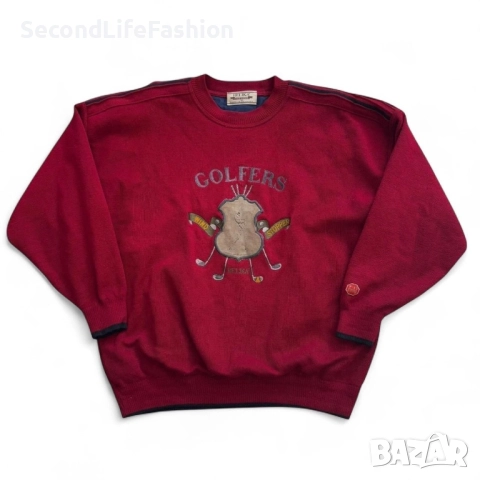 Винтидж мъжки пуловер Belika Golfers Windstopper, червен, размер 54