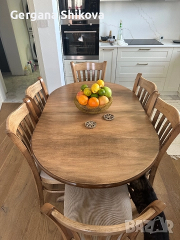 Комплект трапезна маса и столве масив, снимка 2 - Маси - 51615467