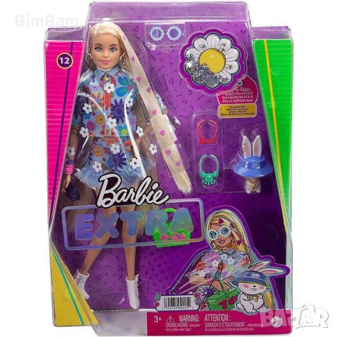Кукла Barbie Extra Flower Power - с много дълга руса коса и домашен любимец / Mattel, снимка 1 - Кукли - 45669876