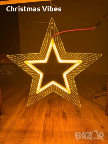 Акрилна петолъчна звезда 50 см.,5W, снимка 3 - Други - 52095805