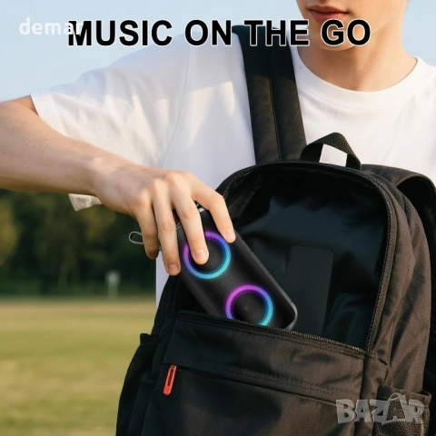 Hupoaf Bluetooth високоговорител, 3D-стерео бас, цветни RGB светлини, IPX7, снимка 8 - Bluetooth тонколони - 54217113