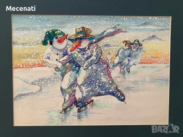 НИКОЛАЙ ТОДОРОВ акварел "зима", снимка 3 - Картини - 53133475