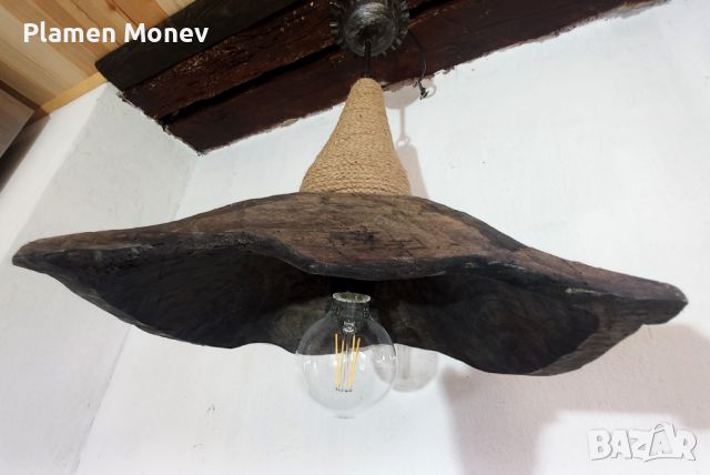 Ръчно изработена винтидж дизайнерска дървена лампа "КОШЕР" 240 лв., снимка 6 - Декорация за дома - 45280917