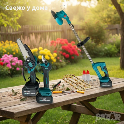 Акумулаторен комплект 3в1 – тример, ножица и резачка с 3 батерии 36V/8Ah, снимка 9 - Градинска техника - 54191343