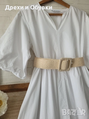 Бяла лятна рокля памучна материя , снимка 3 - Рокли - 54235168