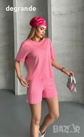   Дамски Памучни Комплекти с Камачета Alexander WANG /Розово Черно Бяло/, снимка 2 - Комплекти - 50787734