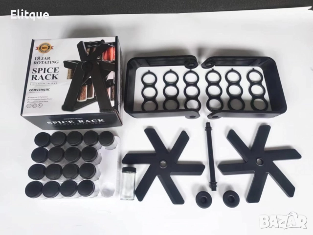 Стилен въртящ се органайзер за подправки,стъклени бурканчета,18 части, снимка 14 - Други - 52852494