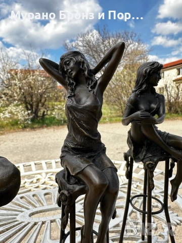 Уникален комплект от 3 бронзови статуетки - Pierre Chenet (Франция), Авторски подпис, снимка 3 - Антикварни и старинни предмети - 53983662