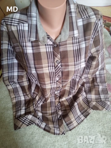 Дамска риза кафяво каре