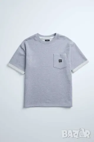 Мъжка тениска с джоб Zara, 55% памук, 45% полиестер, Сива, XL