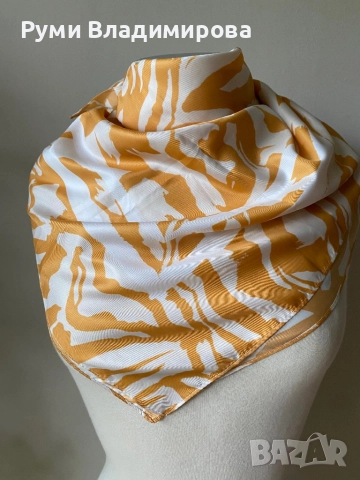 Квадратен шал/ кърпа за глава от коприна, сатен, вискоза, снимка 9 - Шалове - 52200212