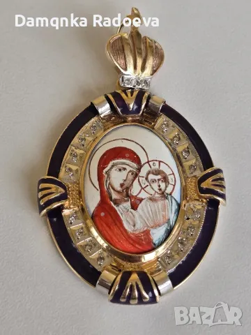 СССР златна висулка с Якутски Диаманти 14 карата, снимка 15 - Колиета, медальони, синджири - 49783796