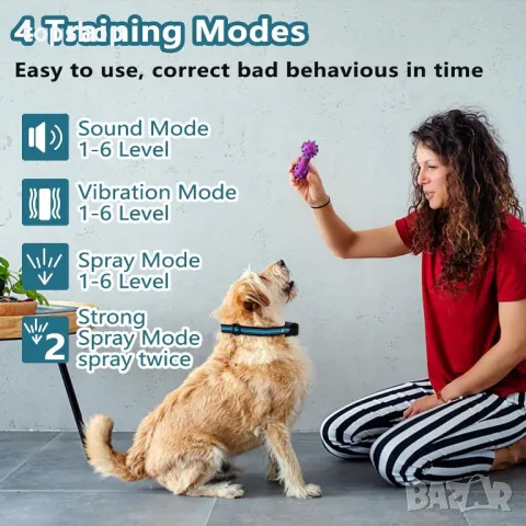 HOMELYLIFE Нашийник против лай за кучета Спрей/Вибрация/Звукови режими с дистанционен обхват 300 м, снимка 6 - За кучета - 50355224