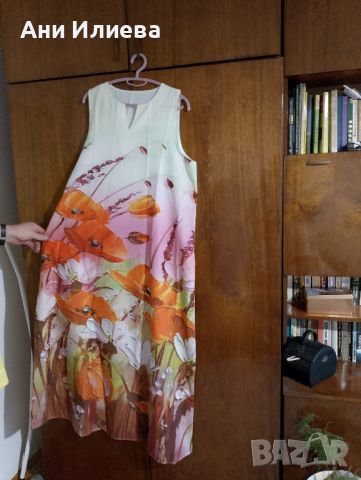 Дълга рокля оранжеви цветя, снимка 3 - Рокли - 46390180