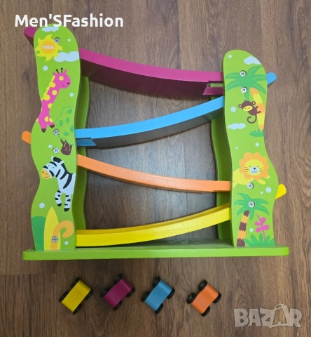 Дървена пързалка с колички , снимка 2 - Коли, камиони, мотори, писти - 51615586