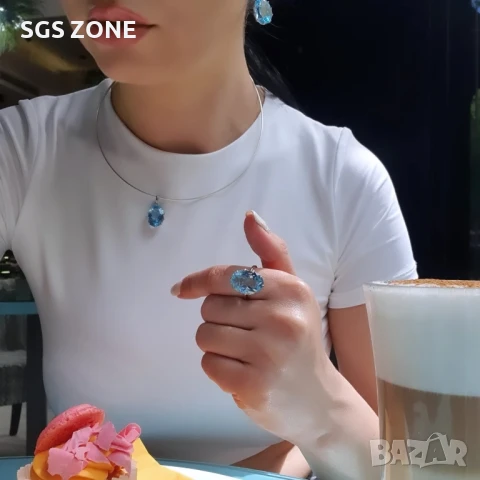 СРЕБЪРНА ВИСУЛКА С TOPAZ SWISS , снимка 2 - Колиета, медальони, синджири - 51219135