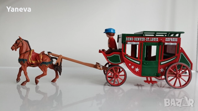 Playmobil Western" ,  дилижанс, теглен от кон, с надпис "RENO-DENVER-ST.LOUIS EXPRESS".  , снимка 2 - Коли, камиони, мотори, писти - 52987308
