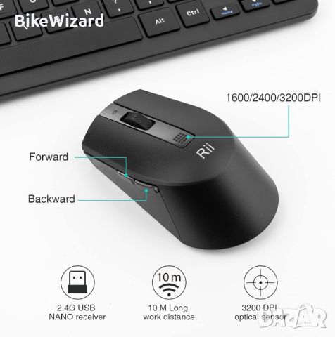 Rii RKM709 2,4Ghz безжична клавиатура и мишка НОВИ, снимка 3 - Клавиатури и мишки - 46264902