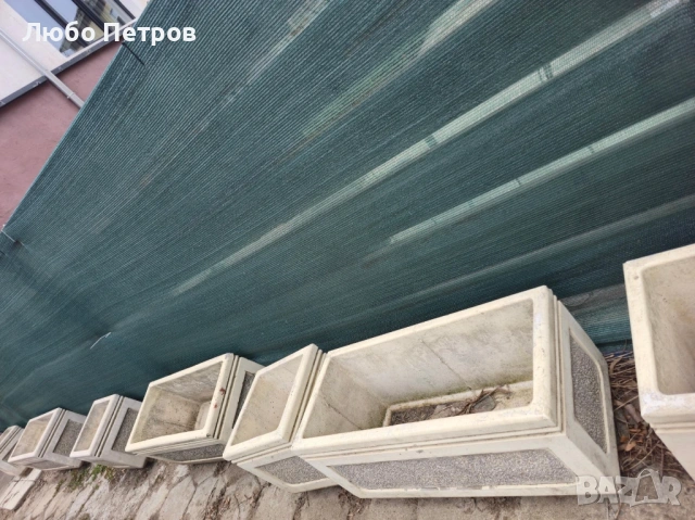 Бетонна кашпа - дизайн мита мозайка и гладко, снимка 2 - Саксии и кашпи - 53974378