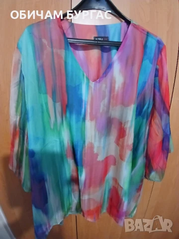 НОВА ПРЕКРАСНА ТУНИКА ОТ ФИН ШИФОН В ЛЕТНИ ЦВЕТОВЕ С ЕЛАСТИЧНО ПОТНИЧЕ, снимка 3 - Туники - 50996427
