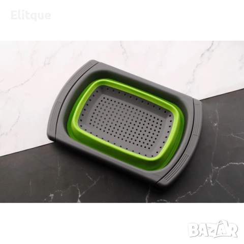 Сгъваема правоъгълна кошница за измиване и изцеждане на плодове и зеленчуци