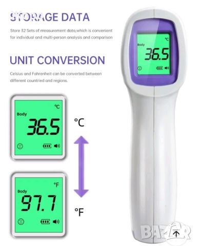 БЕЗКОНТАКТЕН ИНФРАЧЕРВЕН ЕЛЕКТРОНЕН ТЕРМОМЕТЪР , снимка 7 - Уреди за диагностика - 46611431
