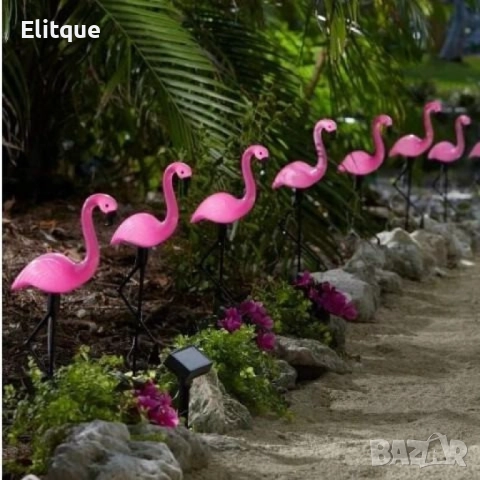 Декоративна соларна лампа във формата на фламинго - 3бр в комплект