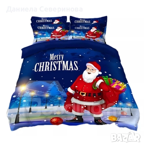 Двулицев коледен спален комплект (Реално изображение) 6 части , снимка 5 - Спално бельо - 52411927