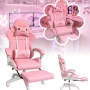 Ергономичен розов геймърски стол с поставка за крака , снимка 5
