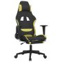 vidaXL Гейминг стол с опора за крака, черно и светлозелено, плат(SKU:3143748, снимка 1 - Столове - 45995831