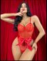 Еротично червено боди с панделка, снимка 1 - Бельо - 45097050